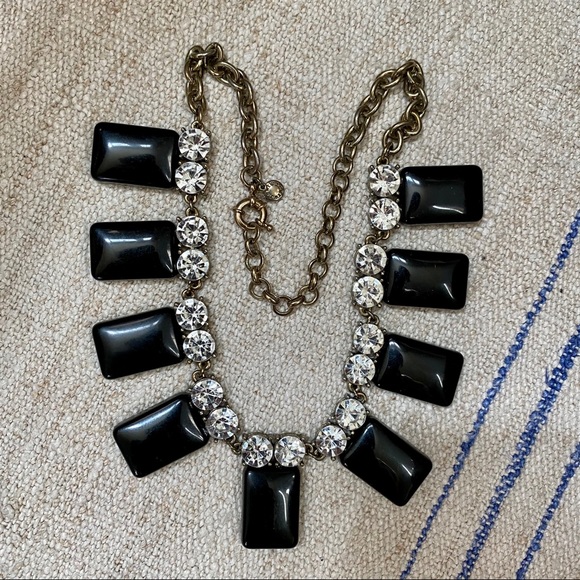 J. CREW Crystal and Black Statement Necklace - Picture 1 of 5